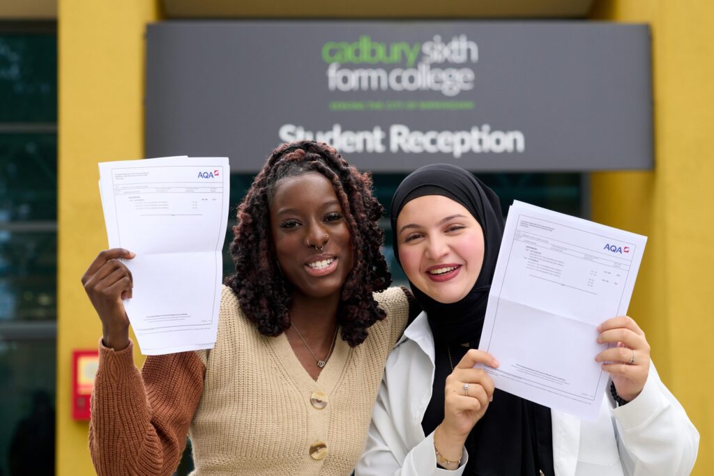 Female students celebrating results