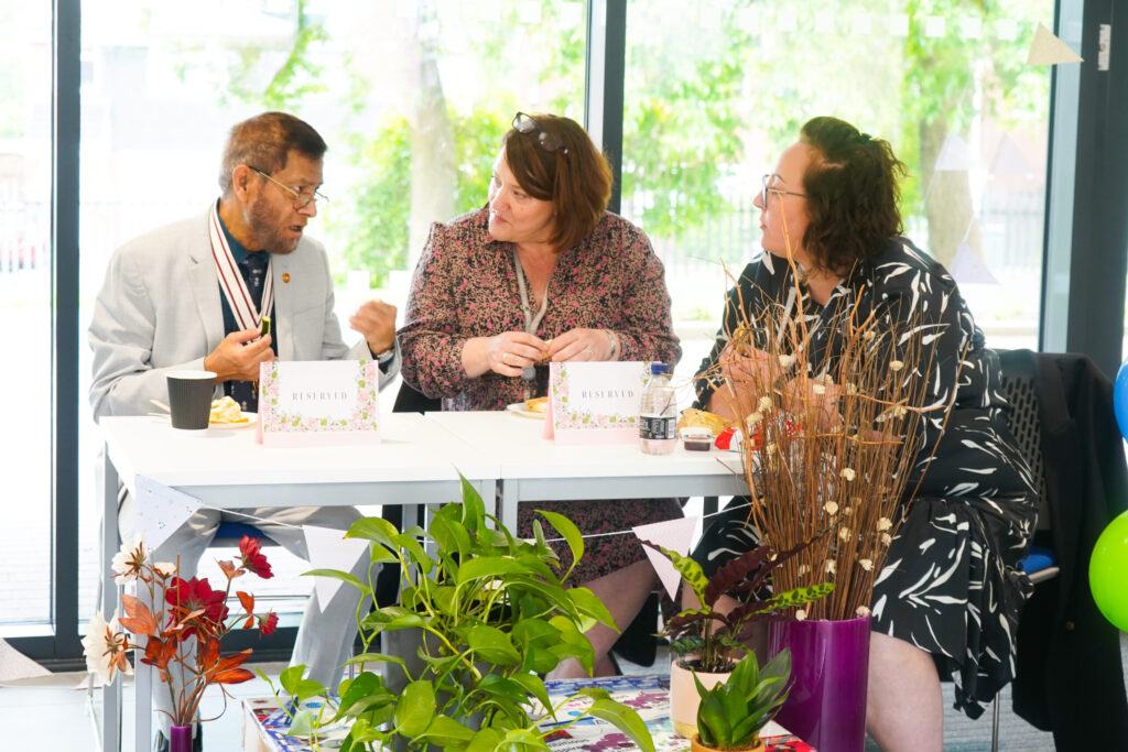 The Deputy Lieutenant eats lunch with the Cadbury principal and staff