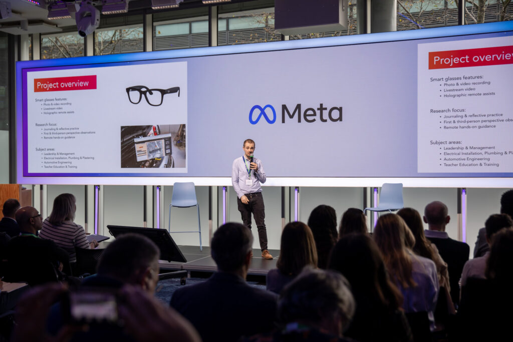 Cadbury Fab Lab's Ben Haddock speaking on stage at Meta Summit