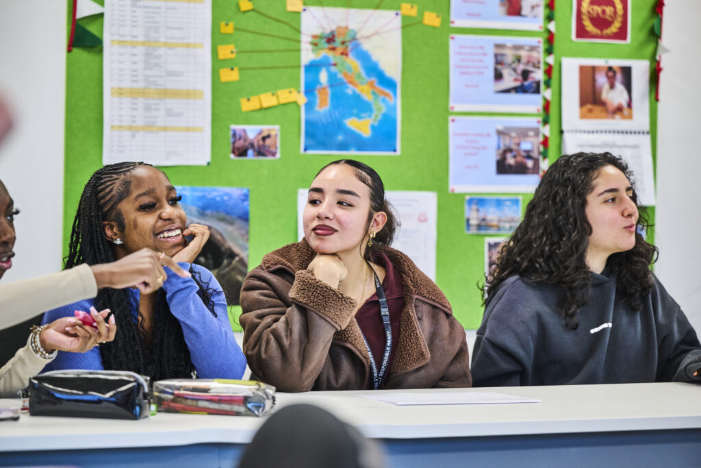 Students smiling in a lesson