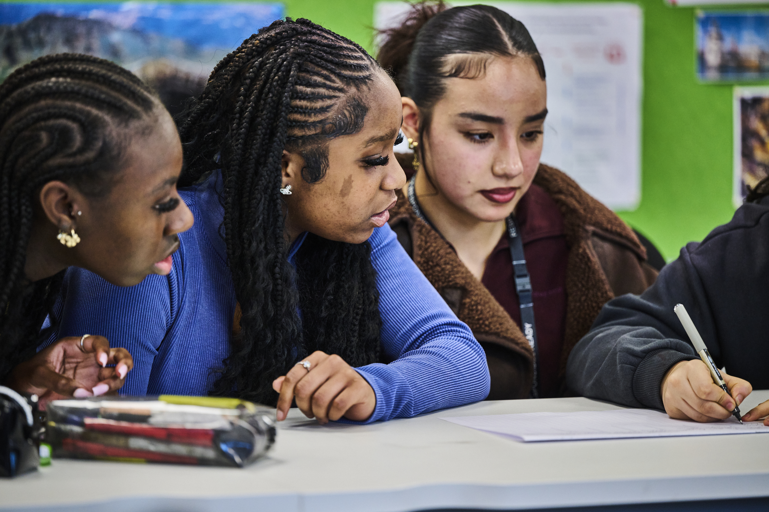 Students discussing in classroom