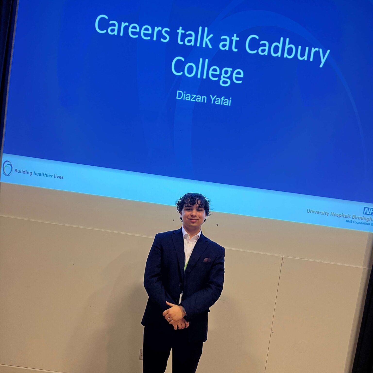 Diazan alumni talking at Cadbury College