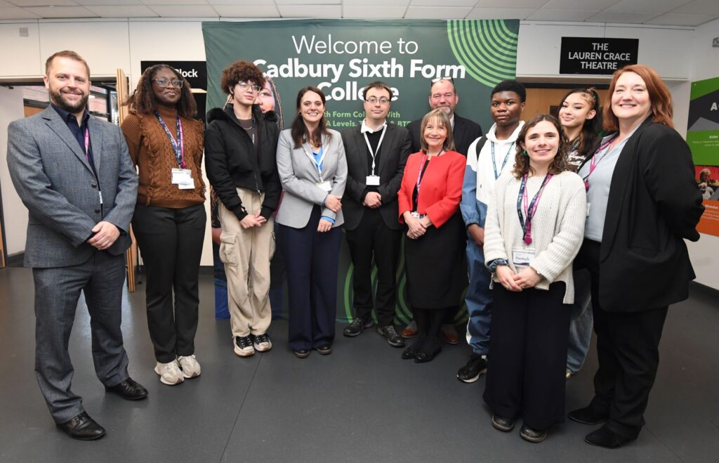 Laurence Turner MP with staff and students from Cadbury Sixth Form College
