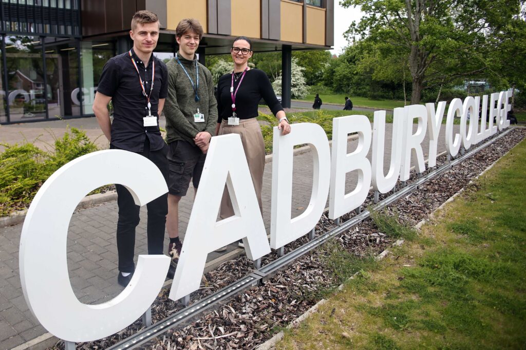 Cadbury alumnus Nick with two lecturers